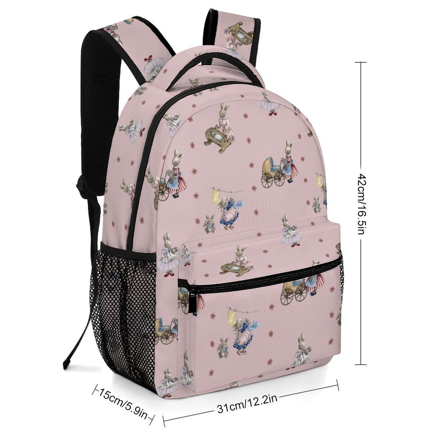 "Bunny Love" Children's Backpack in Vintage Pink