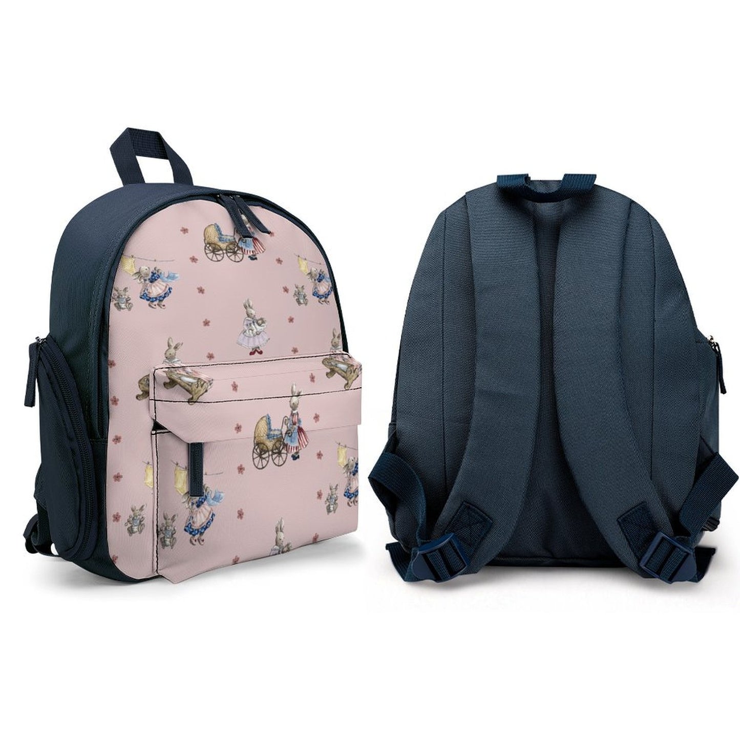 "Bunny Love" Toddler Backpack in Navy and Pink