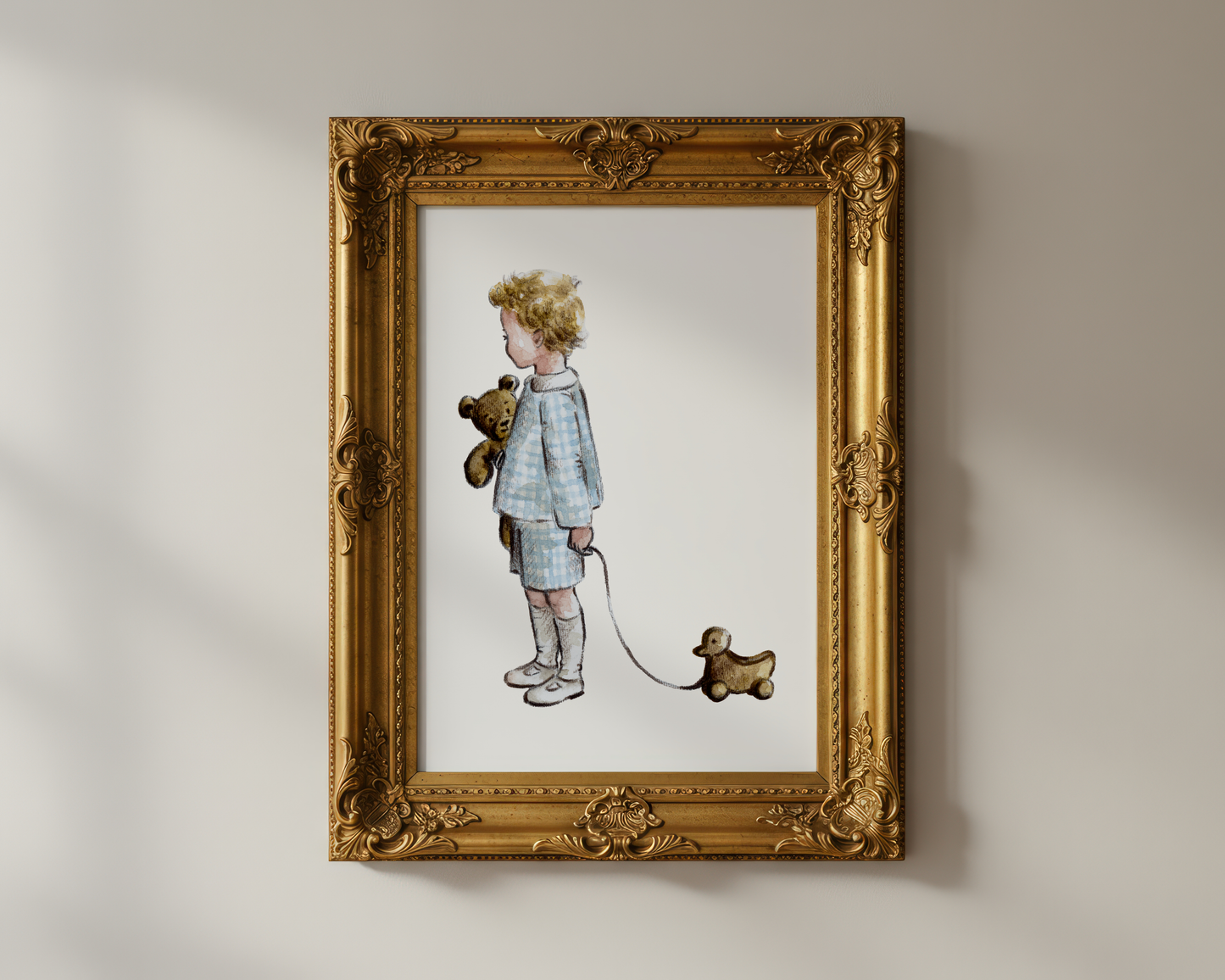 "Boy in Gingham" - A Classic Childhood Collection Art Print