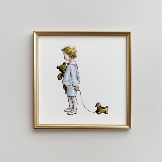 "Boy in Gingham" - A Classic Childhood Collection Art Print