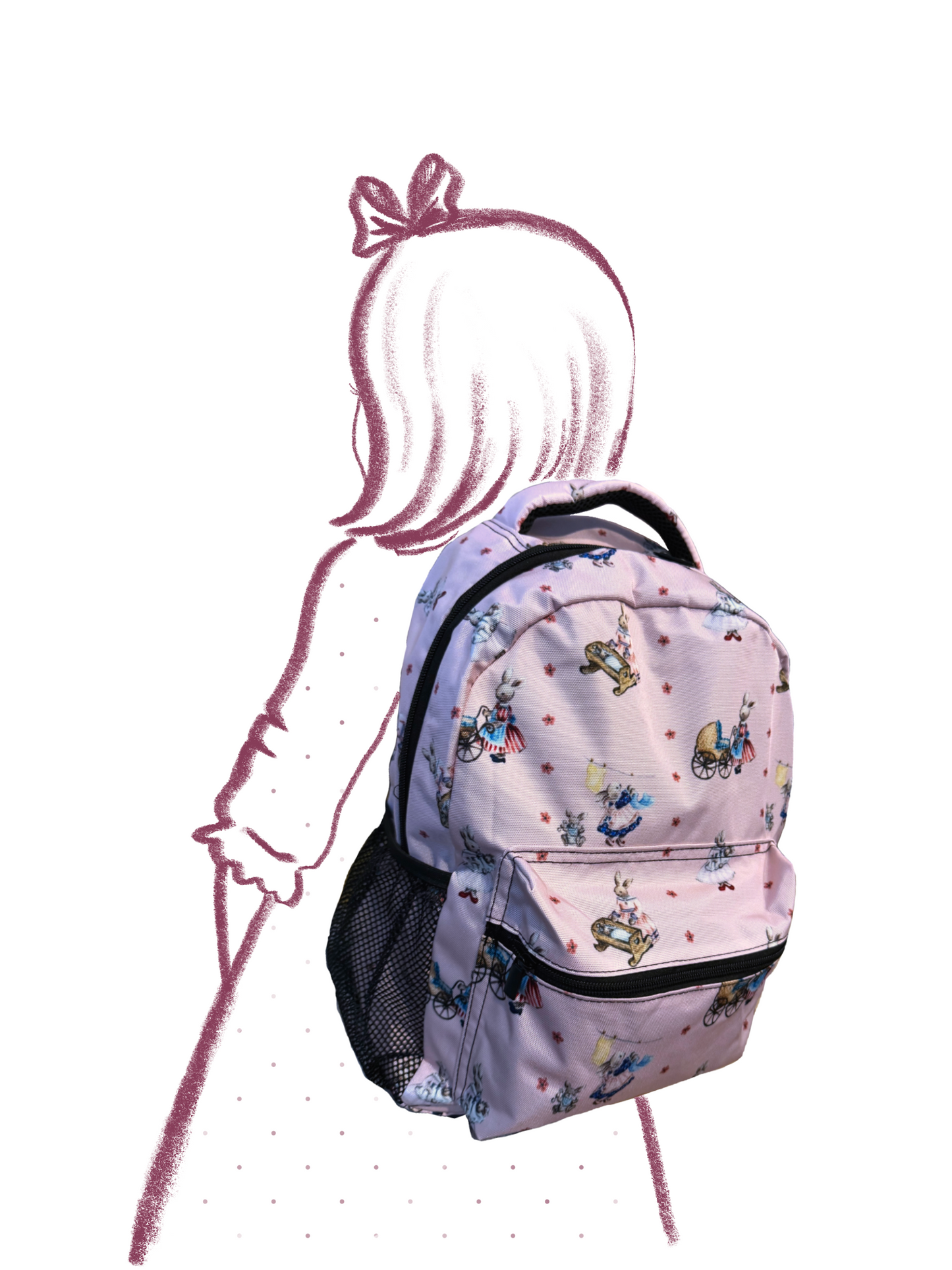 "Bunny Love" Children's Backpack in Vintage Pink